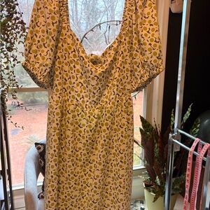 Kori Violet and Green Patterned Puff Sleeve Dress